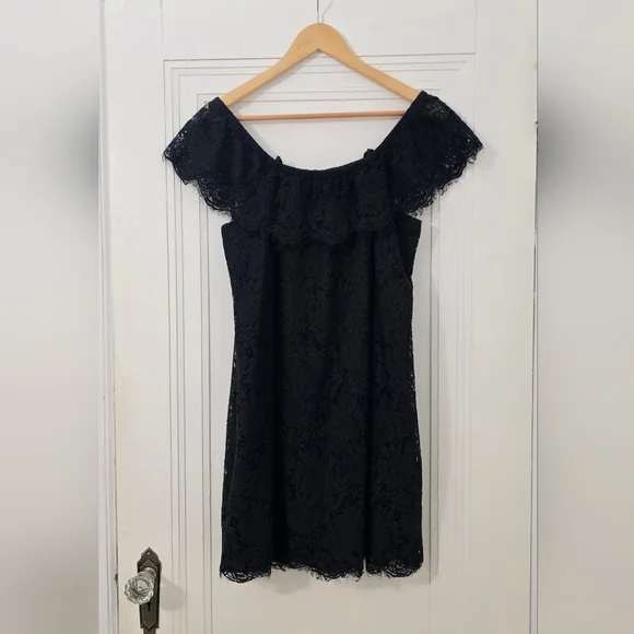 Madewell Dusk Lace Off-the-Shoulder Black Dress Size 10, Worn Once - Picture 8 of 8